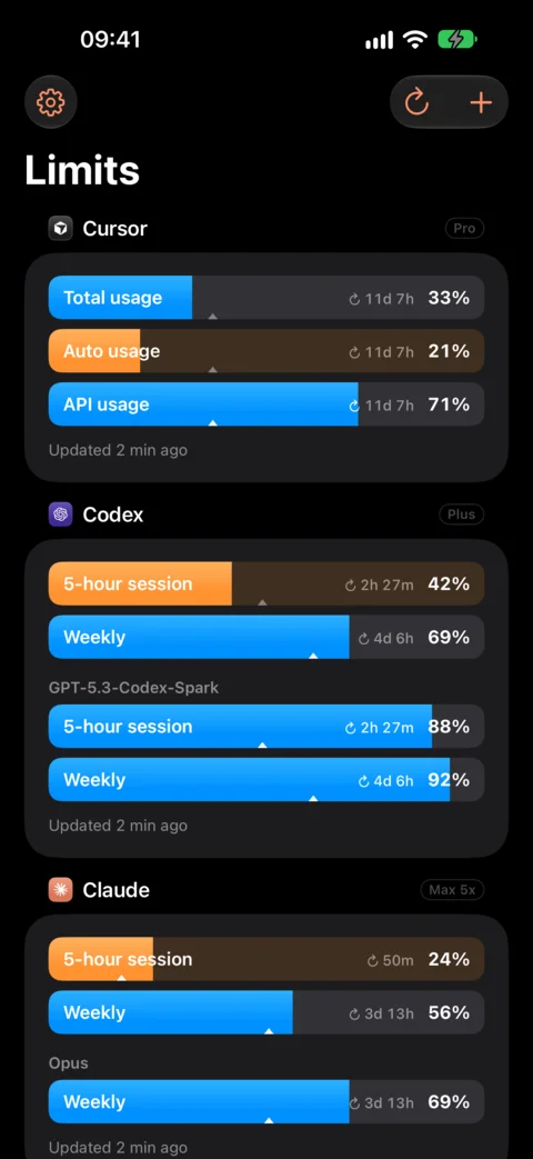 The dashboard in dark mode